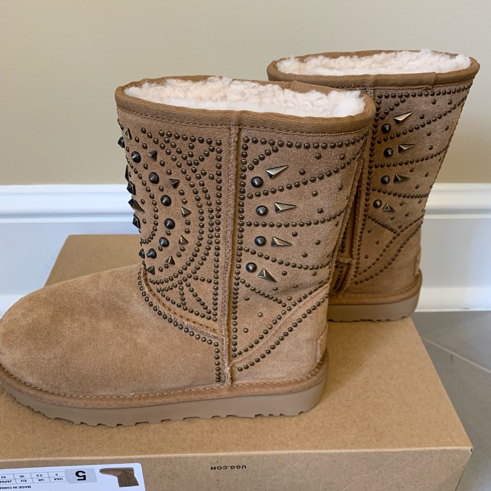 UGG FIORE Deco Studs Chestnut Boots - Picture 2 of 8